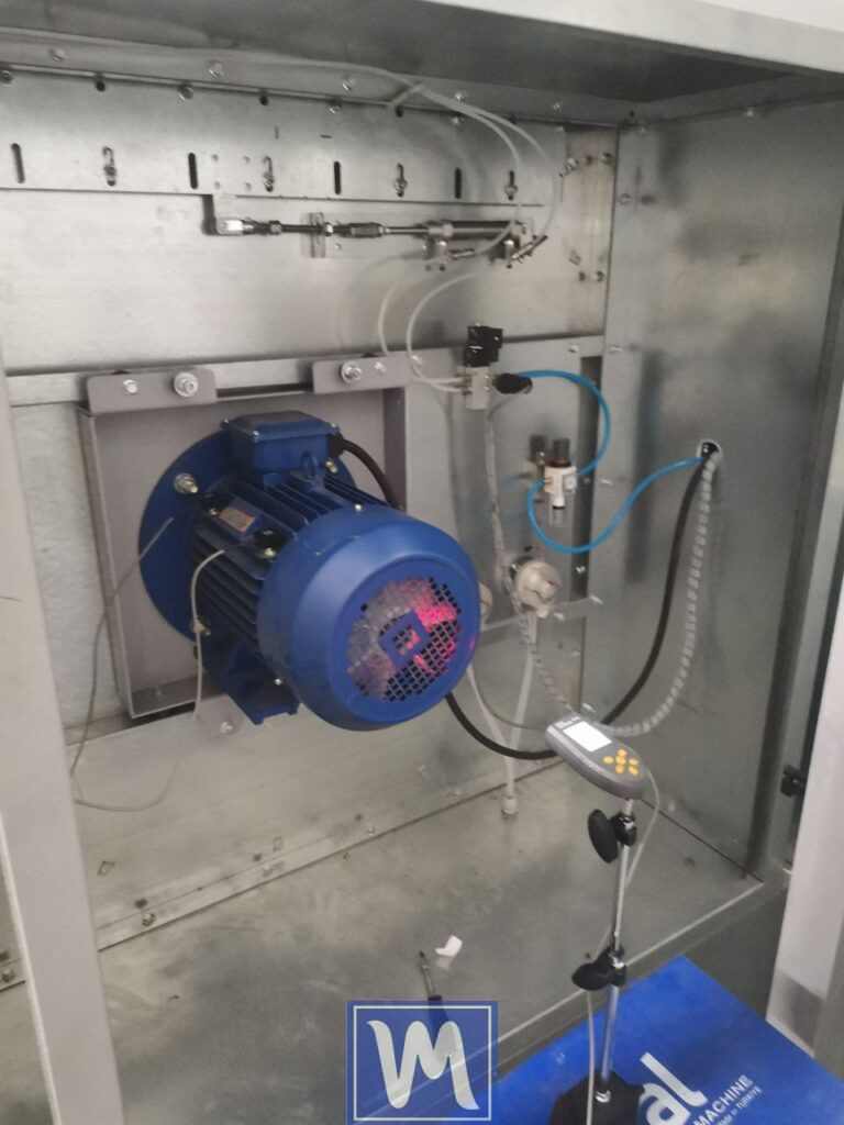 a two-plane dynamic balancing process for an industrial radial fan. The procedure aims to eliminate vibration and imbalance in the fan's impeller. Balanset-1 Vibromera