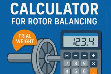 Trial weight calculator display showing 123.4 value with rotor wheel diagram for balancing calculations on blue background.