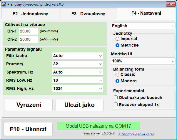 Otevřený rozbalovací seznam jazyka rozhraní na kartě Nastavení, s nainstalovanými jazyky zapsanými latinkou