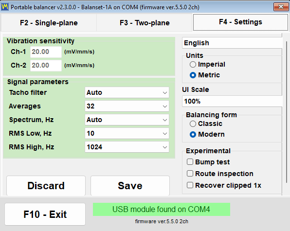 The Balancing form group on the settings tab, with Classic and Modern as the two selectable values