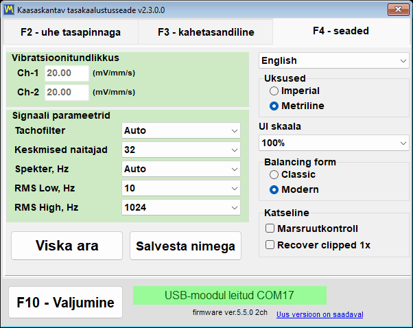 Liidese keele rippmenüü avatuna seadete vahekaardil, paigaldatud keeled kirjutatud ladina tähestikus