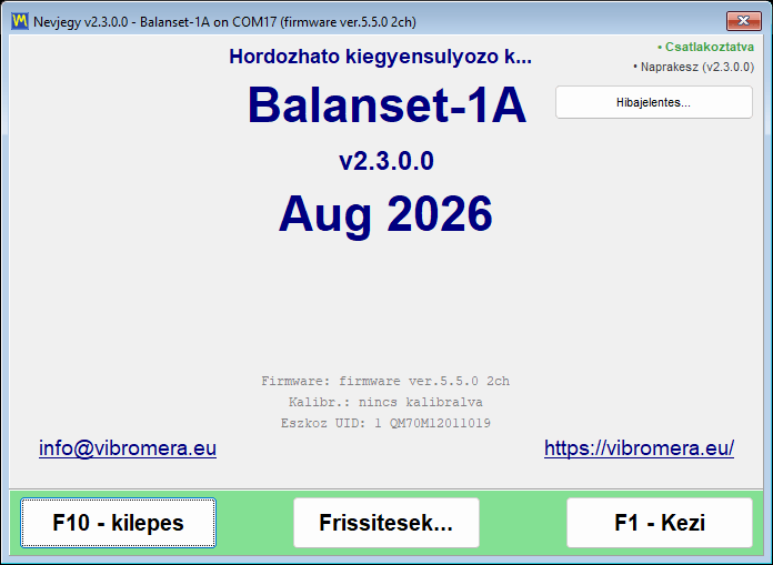 Az About ablak a frissítési szerver jelzőivel, amelyek csatlakoztatott szervert és naprakész telepítést mutatnak