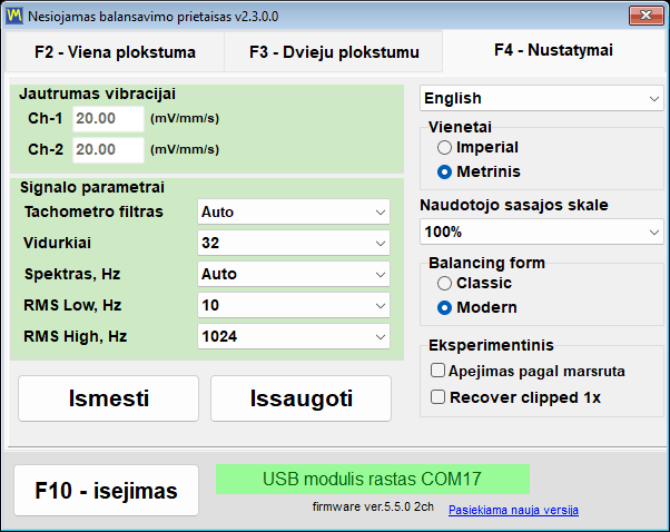 The interface language drop-down list open on the settings tab, with the installed languages written in the Latin alphabet