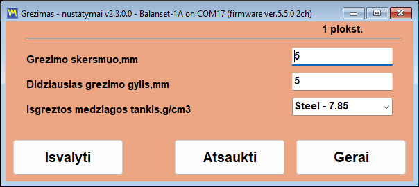 The drilling settings window with fields for drill diameter, maximum depth and material density, and the resulting depth, hole count and angle