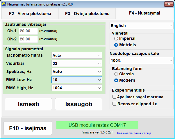 The Units group on the settings tab with Imperial selected instead of Metric
