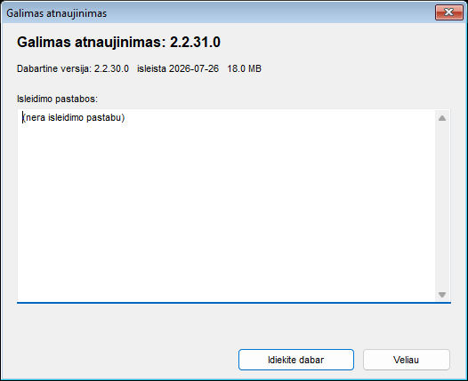 The update installation window listing the new version number, the current version, the release date, the download size and the release notes