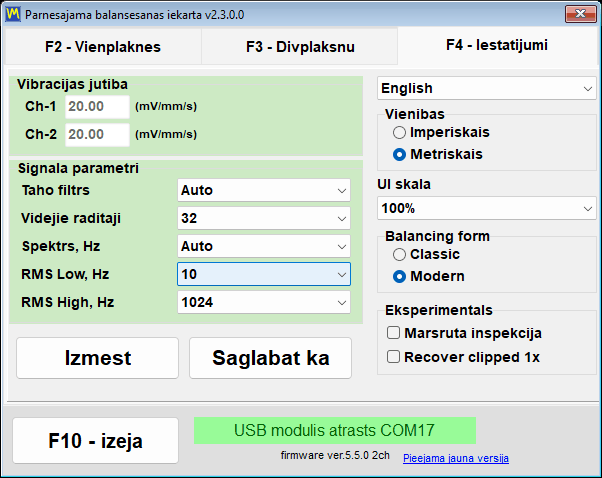 The Units group on the settings tab with Imperial selected instead of Metric