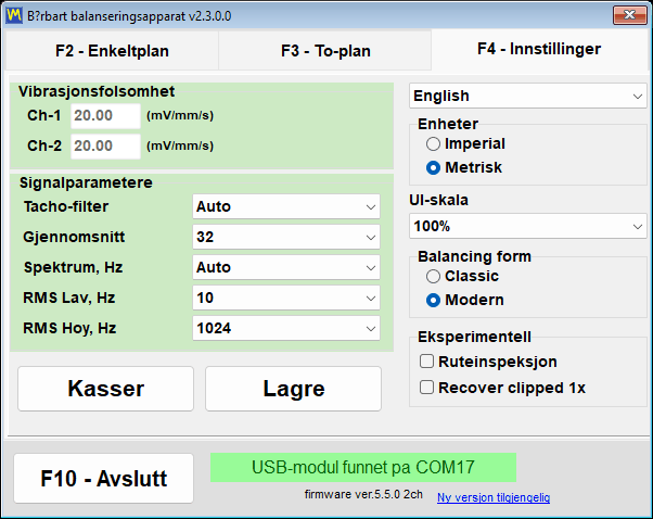 The Balancing form group on the settings tab, with Classic and Modern as the two selectable values