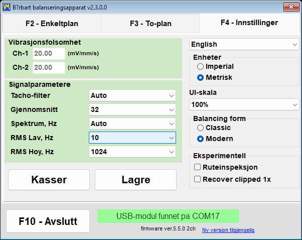The Units group on the settings tab with Imperial selected instead of Metric