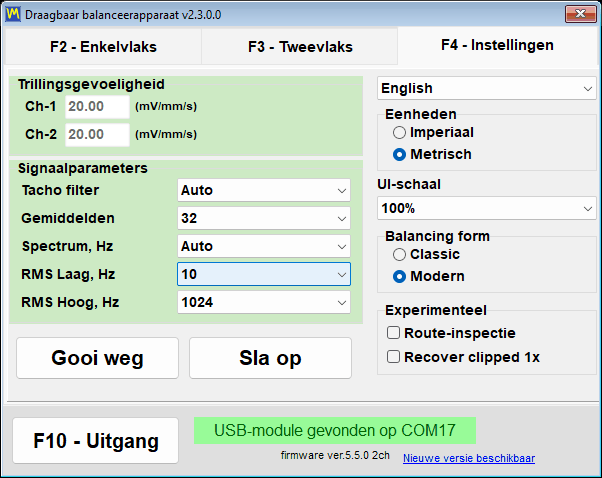 The Units group on the settings tab with Imperial selected instead of Metric