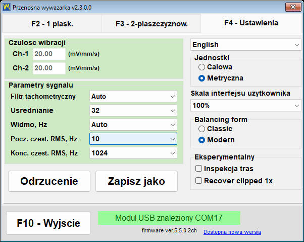 Grupa Units na zakładce ustawień z wybranym Imperial zamiast Metric
