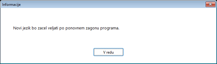 The bilingual notice that appears after selecting a new interface language, stating that the change takes effect after a restart