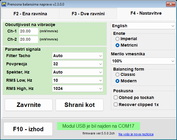 Settings tab with the experimental Bump test checkbox that enables the feature