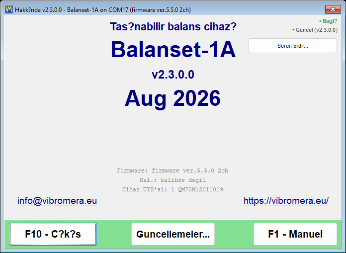 Bağlı bir sunucuyu ve güncel bir kurulumu gösteren güncelleme sunucusu göstergeleriyle About penceresi